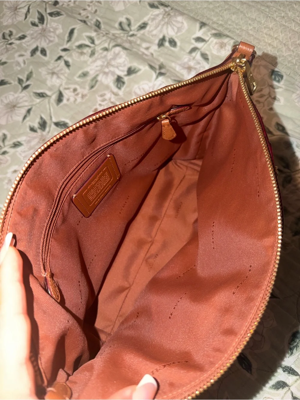 Coach Pebbled Leather Tote - Cognac